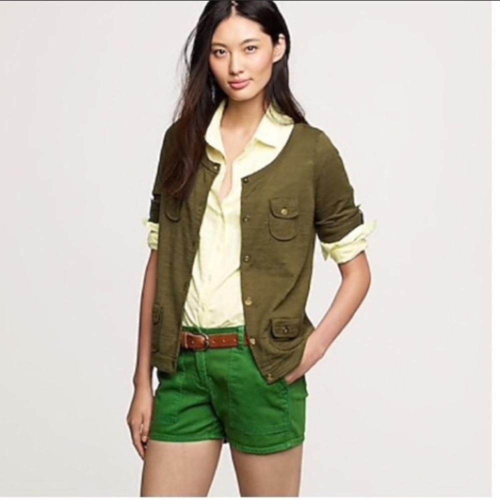 J. Crew army green knit cardigan sweater medium